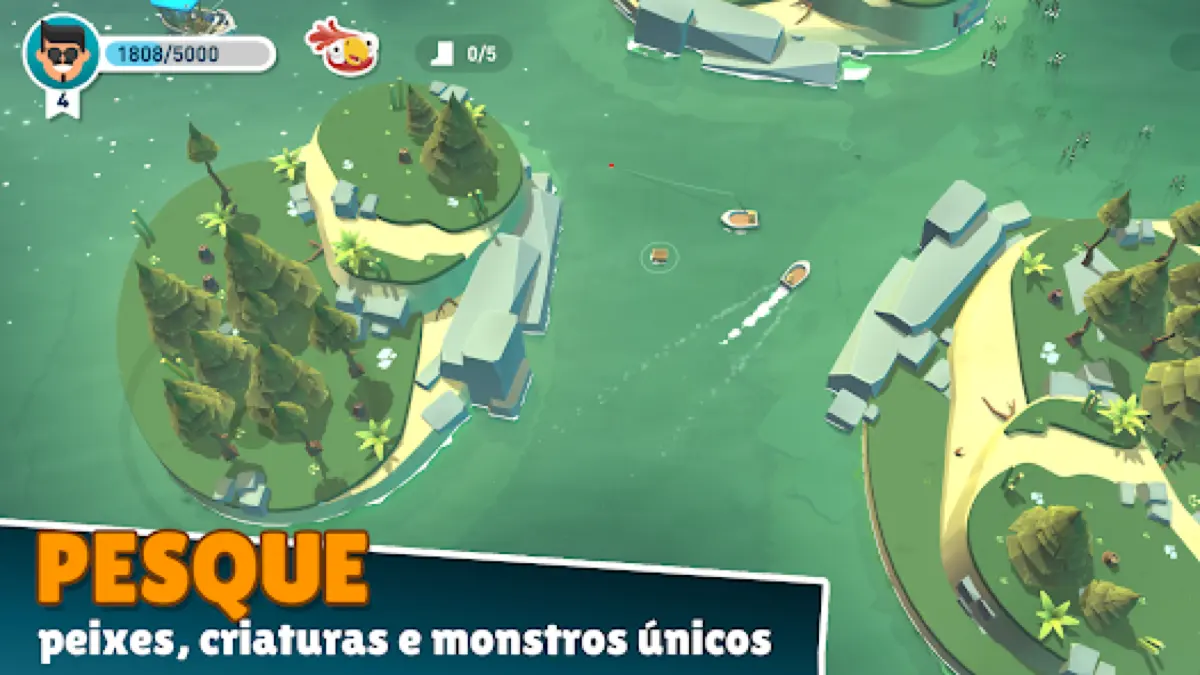 Mapa de ilhas em Creatures of the Deep visto a partir do barco